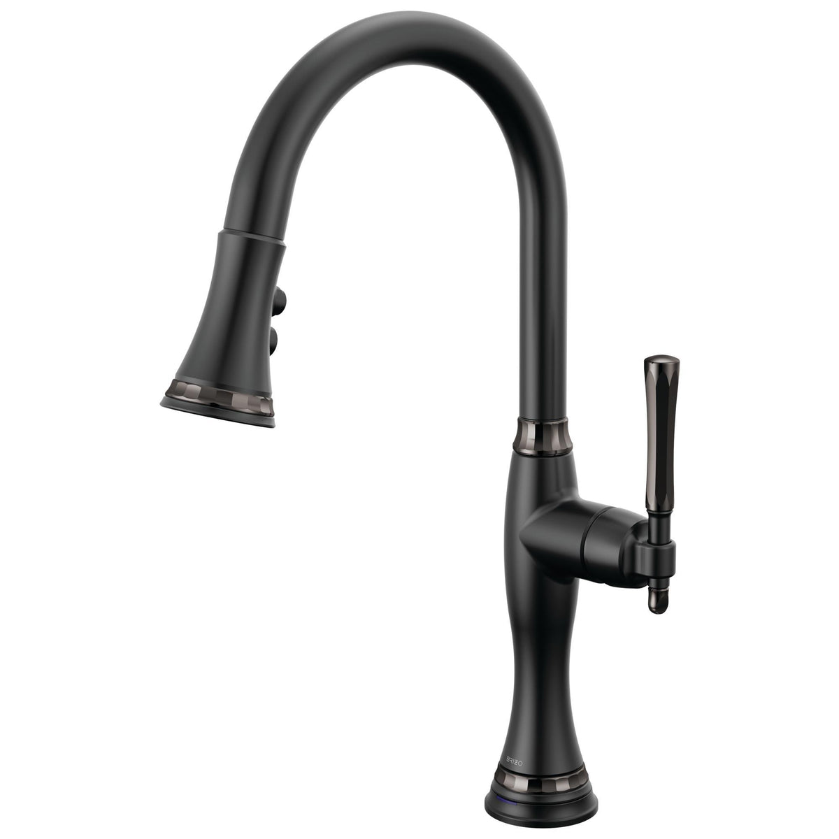 Brizo® 64058LF-BLBNX Pull-Down Kitchen Faucet, 1.8 gpm Flow Rate, Matte Black/Brilliance Black Onyx, 1 Handles, 1 Faucet Holes, Spray/Aerated Stream Function, Import