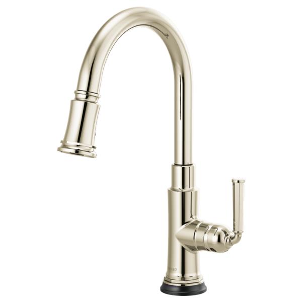 Brizo® 64074LF Rook™ Pull-Down Kitchen Faucet, Brizo® Rook™ Pull-Down Kitchen Faucet, 1.8 gpm Flow Rate, 1 Handles, 1 Faucet Holes, Function: Traditional, Domestic, Commercial