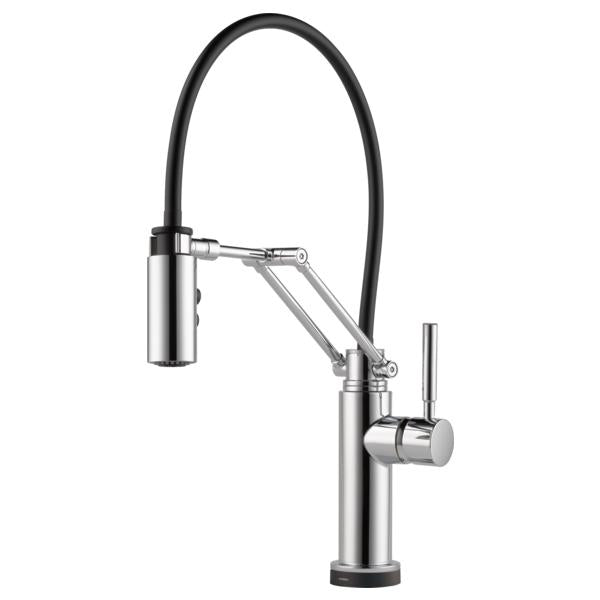 Brizo® 64221LF-PC Solna® Articulating Kitchen Faucet, Commercial, 1.8 gpm Flow Rate, 8 in Center, Swivel Spout, Polished Chrome, 1 Handles