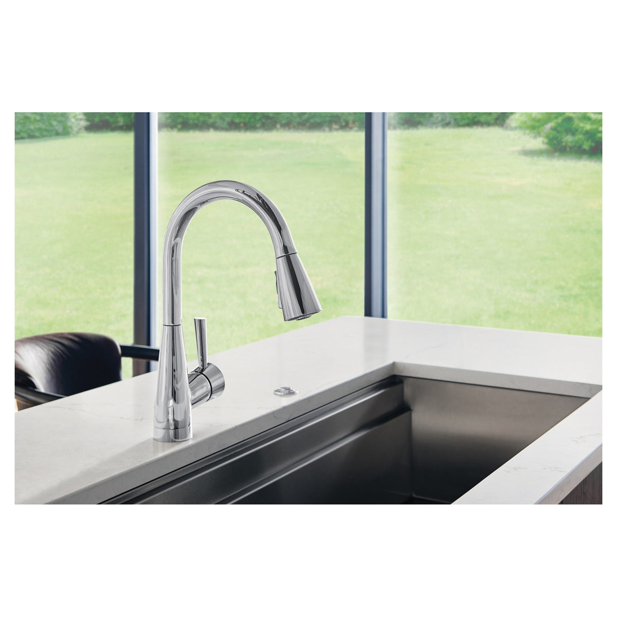 Air Switch with Dual Outlet - Polished Chrome - Brass