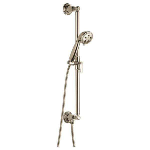 Brizo® 88761-PN Rook™ Hand Shower, 3 in Dia 3-Function Shower Head, 2 gpm Flow Rate, 60 to 82 in L Hose, 1/2-14 NPSM Connection, Polished Nickel, Import