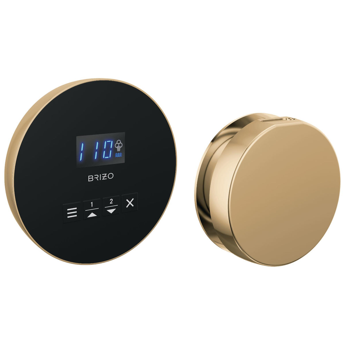 Round Steam Shower Control - Lumicoat Polished Gold