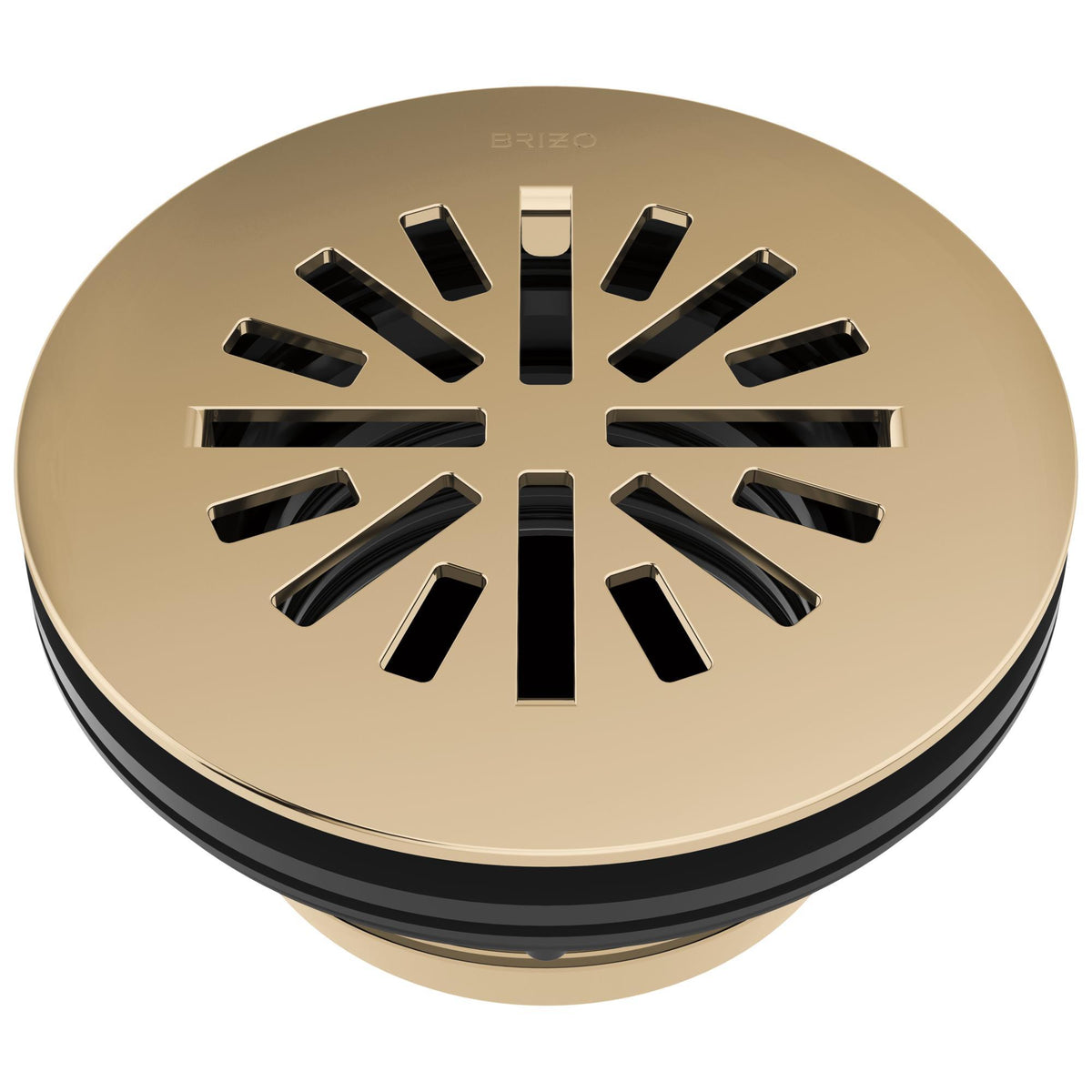 4" Round Shower Drain - Polished Gold - Brass Drain