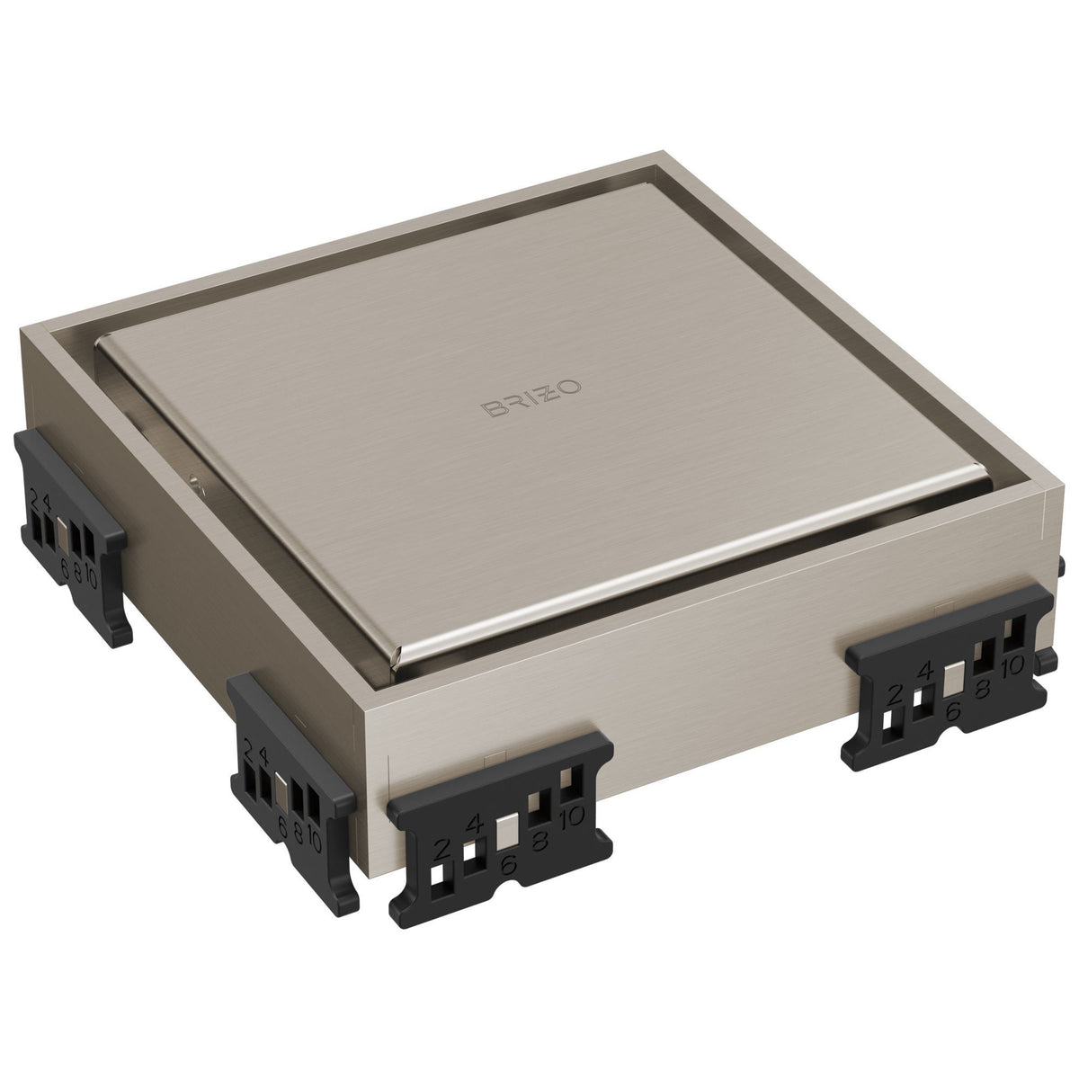 Square Shower Drain - Luxe Nickel - Stainless Steel Drain