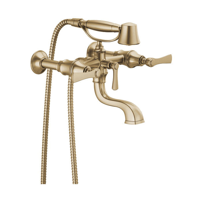 Brizo® T70360-GL Tub Filler Trim Kit, Rook®, 2 gpm Flow Rate, Luxe Gold, 2 Handles