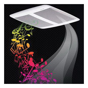 Broan® Sensonic™ SPK110 Speaker Fan With Bluetooth® Wireless Technology, 110 cfm, 4 in Dia Duct, 43.6 W, 120 V AC, 0.9 A, 1 Sones