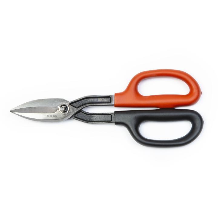 Crescent®WDF10S Tinner Snips, 24 ga Cutting, 2 in Length of Cut, Straight Snip, Steel Blade, Cushion Grip Handle, Ergonomic Grip