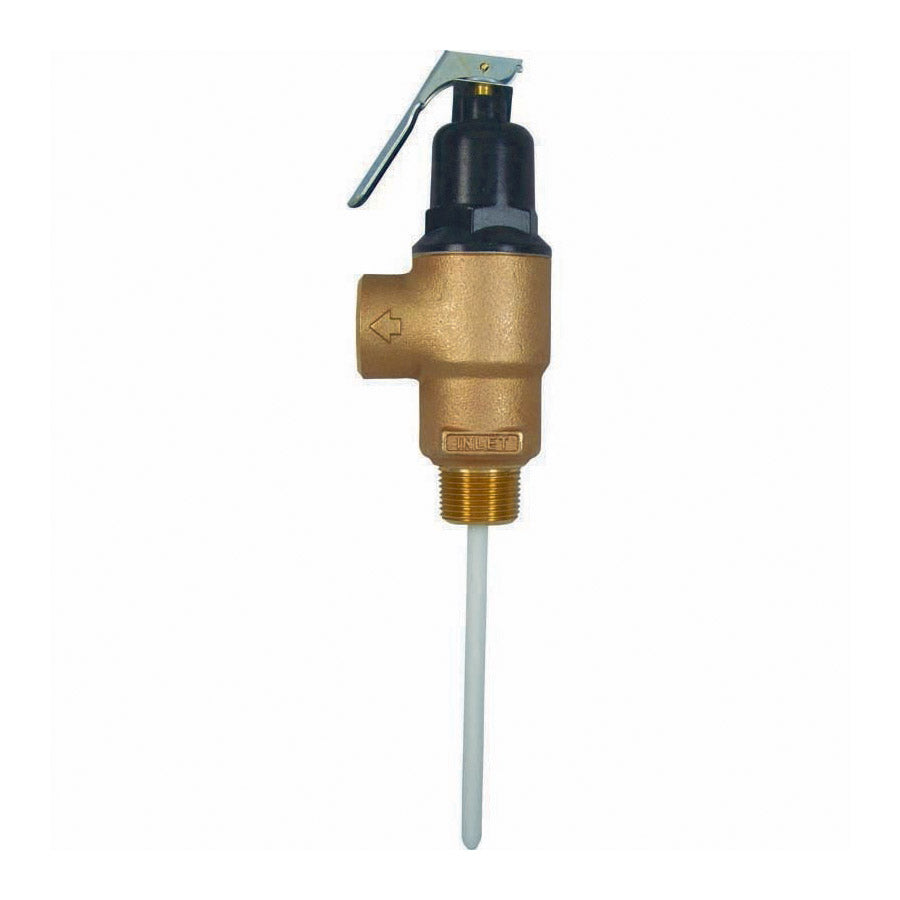 Cash Acme® 16937-0150 FVX High Capacity Combination Temperature/Pressure Relief Valve, 1 in, FNPT, 150 psi, Brass Body, Domestic