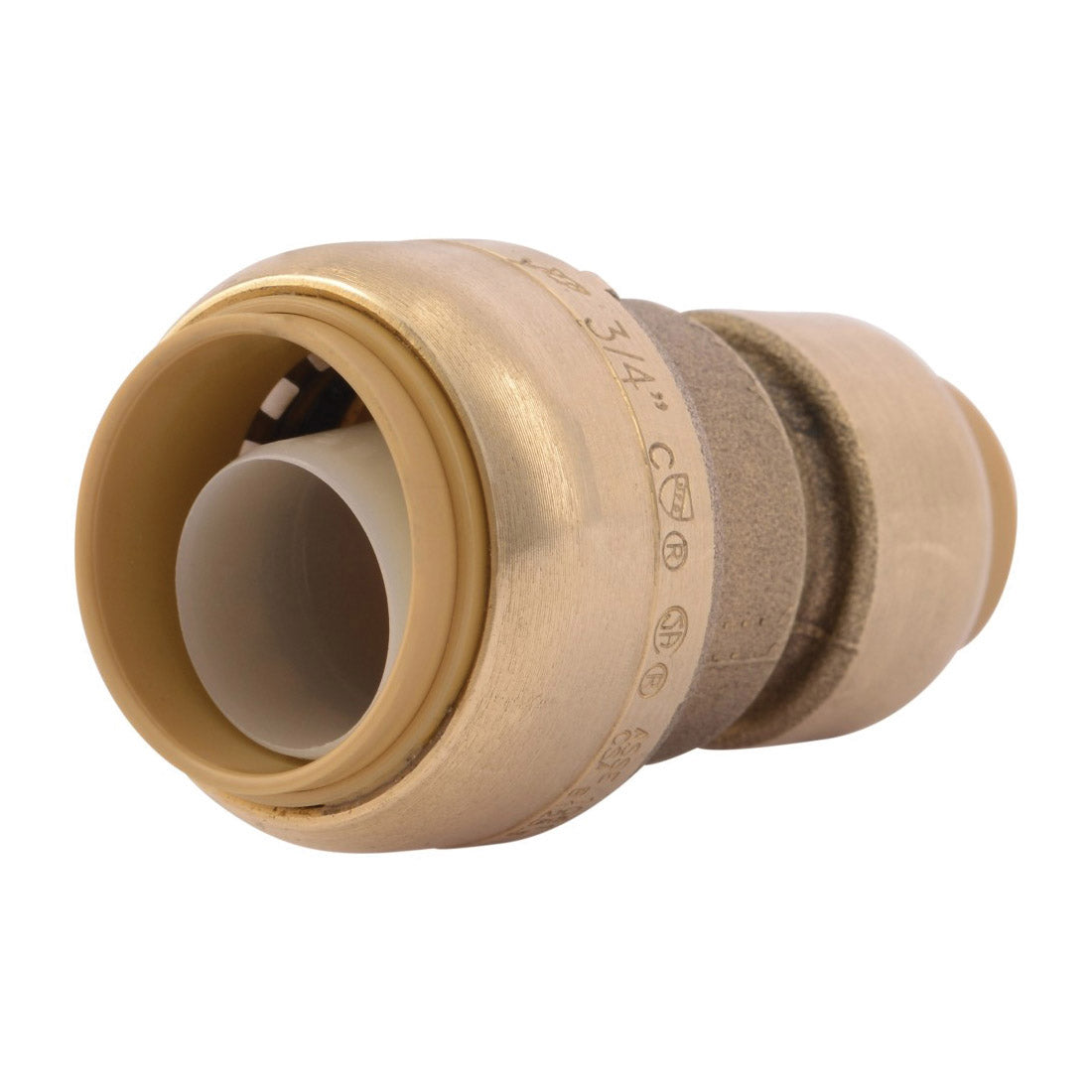 3/4 x 1/2" Pipe Reducing Coupling - Brass - Push-Fit