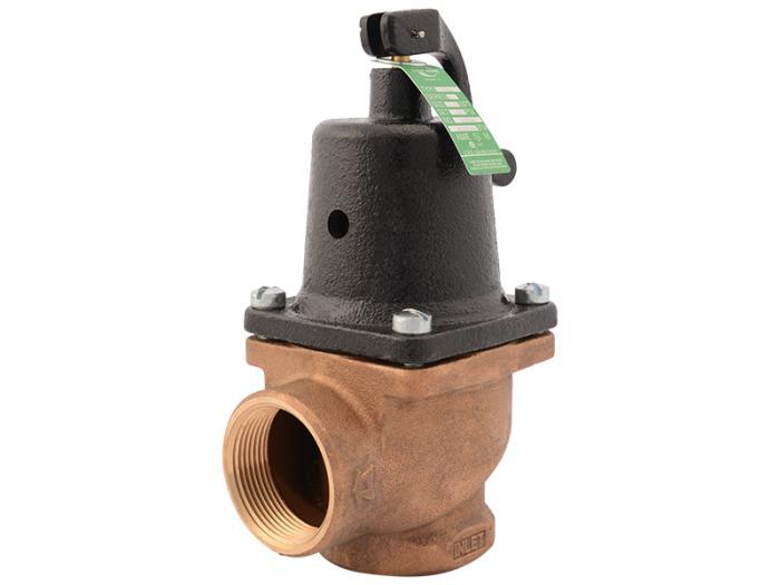 Cash Acme® 23937-0100 High Capacity Safety Relief Valve, 1-1/4 in Nominal, FNPT End Style, 100 psi Pressure, Bronze Body