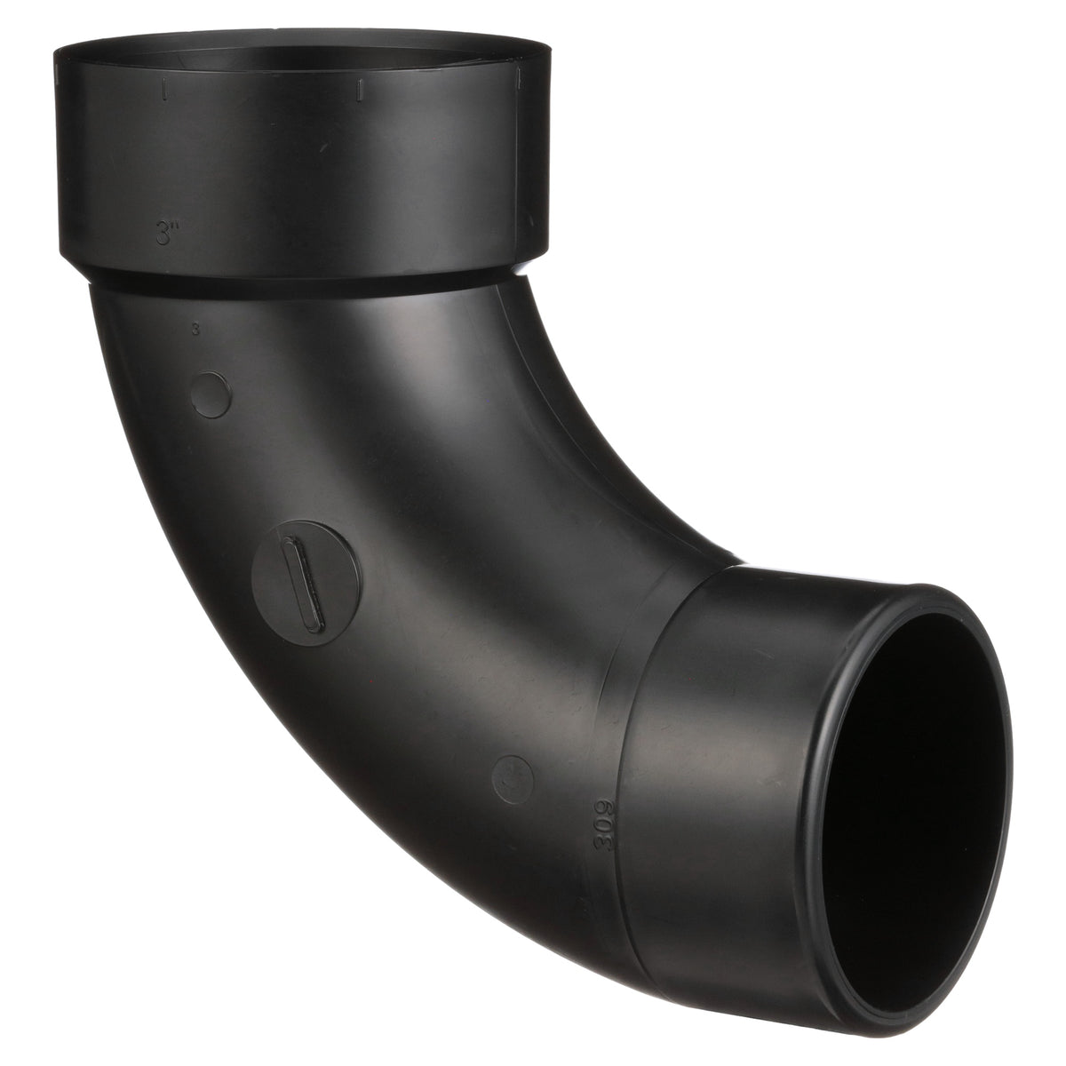 Charlotte ABS 00309 1000 Long Sweep Street Elbow, 3 in Nominal, Hub x Spigot End Style, SCH 40/STD, ABS, Domestic