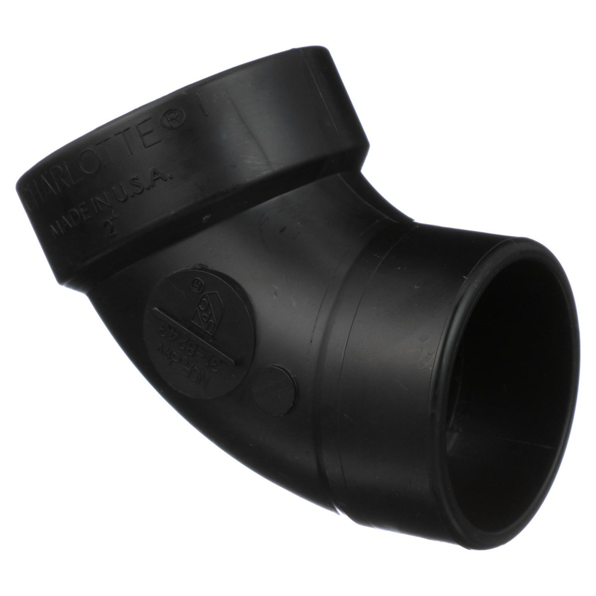 Charlotte ABS 00320 0800 Street Elbow, 2 in Nominal, Hub x Spigot End Style, SCH 40/STD, ABS, Domestic