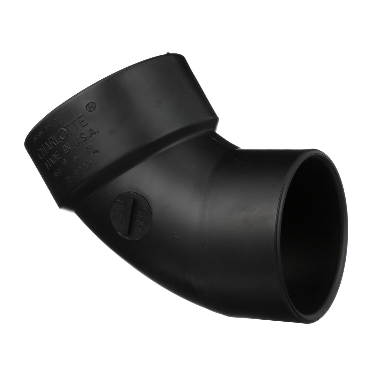 Charlotte ABS 00320 1000 Street Elbow, 3 in Nominal, Hub x Spigot End Style, SCH 40/STD, ABS, Domestic