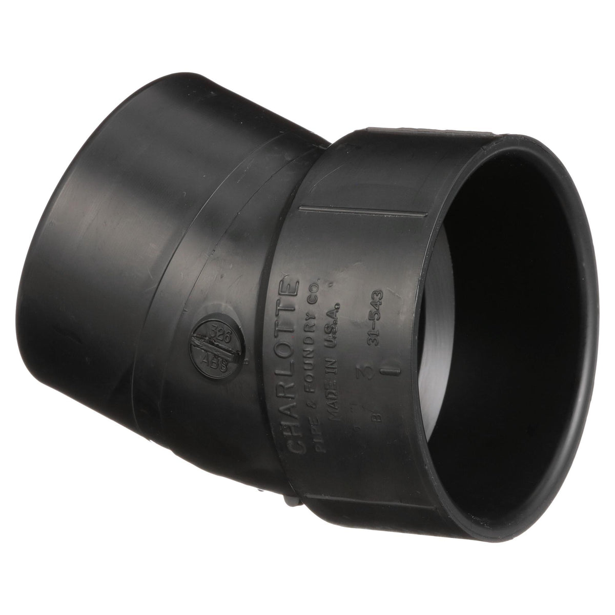Charlotte ABS 00326 1000 Street Elbow, 3 in Nominal, Spigot x Hub End Style, SCH 40/STD, ABS, Domestic