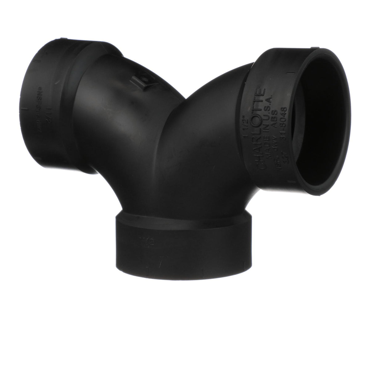 Charlotte ABS 00327 0600 Double Elbow, 1-1/2 in Nominal, Hub End Style, SCH 40/STD, ABS, Domestic