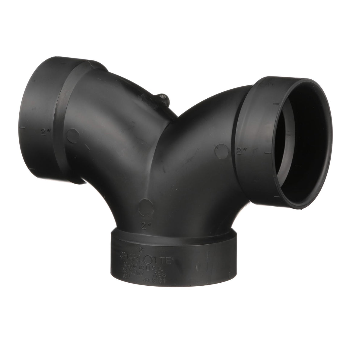 Charlotte ABS 00327 0800 Double Elbow, 2 in Nominal, Hub End Style, SCH 40/STD, ABS, Domestic