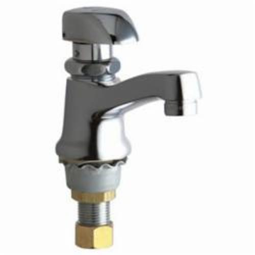 Chicago Faucet® 335-E12PSHABCP Single Supply Metering Sink Faucet, Commercial, 2.2 gpm Flow Rate, 2-1/2 in H Spout, 1 Handles, 1 Faucet Holes, Polished Chrome