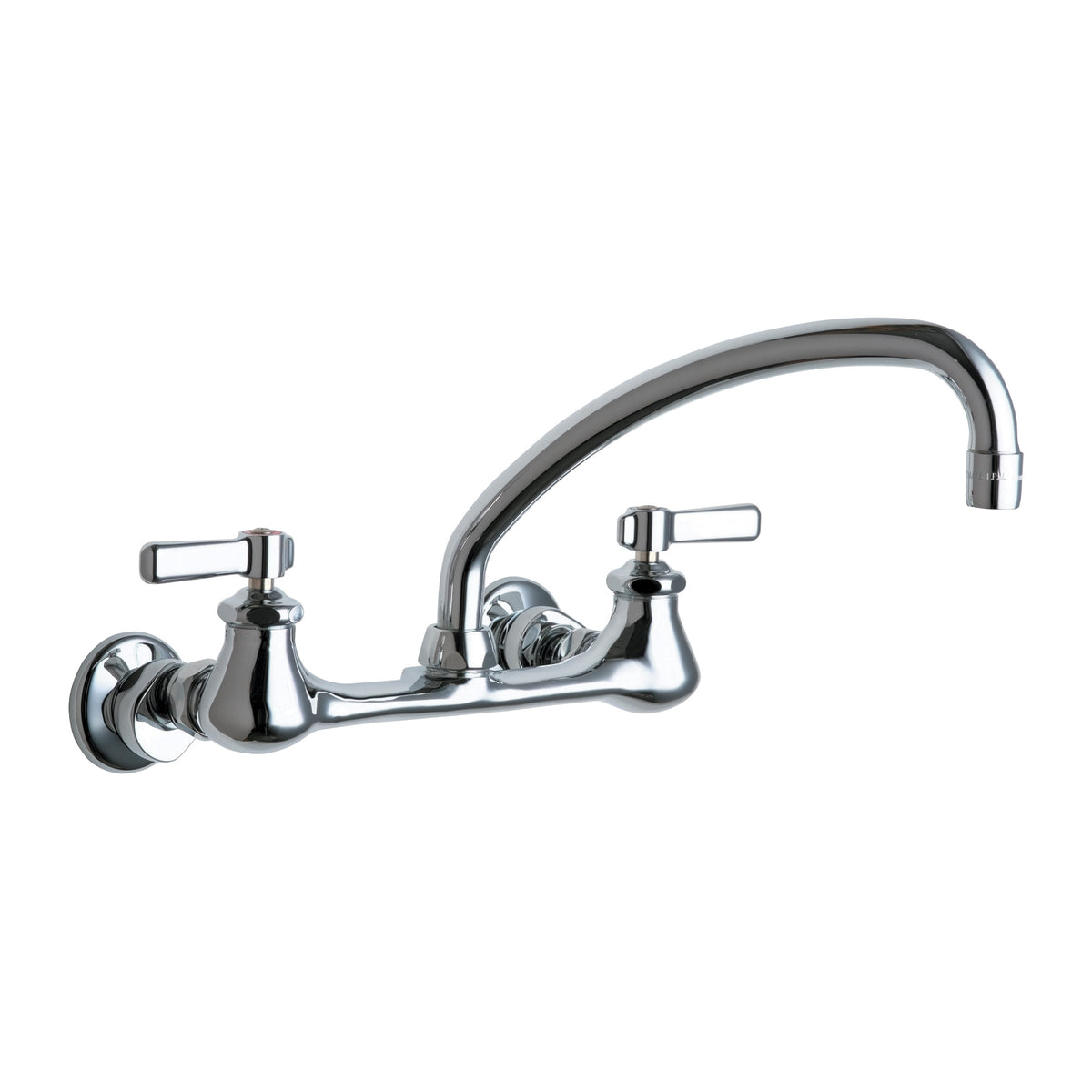 Chicago Faucet® 540-LDL9ABCP Hot and Cold Water Sink Faucet, Commercial, 2.2 gpm Flow Rate, 8 in Center, Swivel Spout, Polished Chrome, 2 Handles