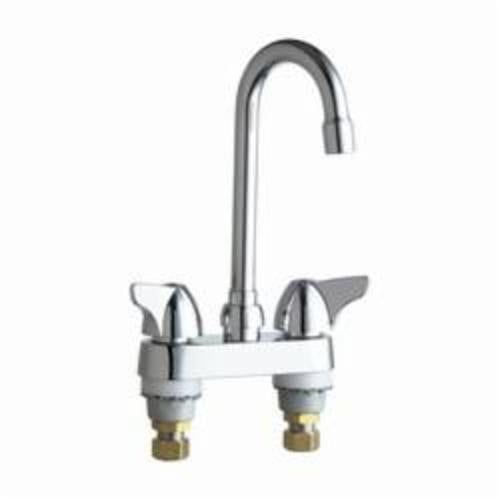 Chicago Faucet® 1895-E35ABCP 895 Kitchen Sink Faucet, Commercial, 1.5 gpm Flow Rate, 4 in Center, Gooseneck Spout, Polished Chrome, 2 Handles, Domestic