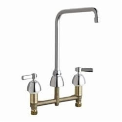 Chicago Faucet® 201-AHA8AE35ABCP Concealed Kitchen Sink Faucet, Commercial, 1.5 gpm Flow Rate, 8 in Center, High-Arc Spout, Polished Chrome, 2 Handles, Domestic