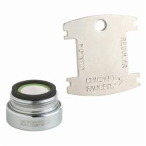 Chicago Faucet® Econo-Flo E2805JKABCP Pressure Compensating Spray, For Use With Model 420-E2805ABCP Single Lever Hot and Cold Water Mixing Sink Faucet, 13/16-27 Thread, Male UNS Thread, 0.5 gpm Flow Rate, Non-Aerated Laminar Stream, Polished Chrome