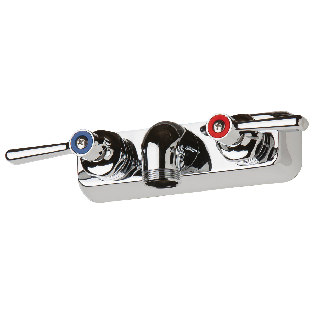 Chicago Faucet® W4W-LES369AB Hot and Cold Water Workboard Sink Faucet, Wall Mount, 4 in Center, Polished Chrome