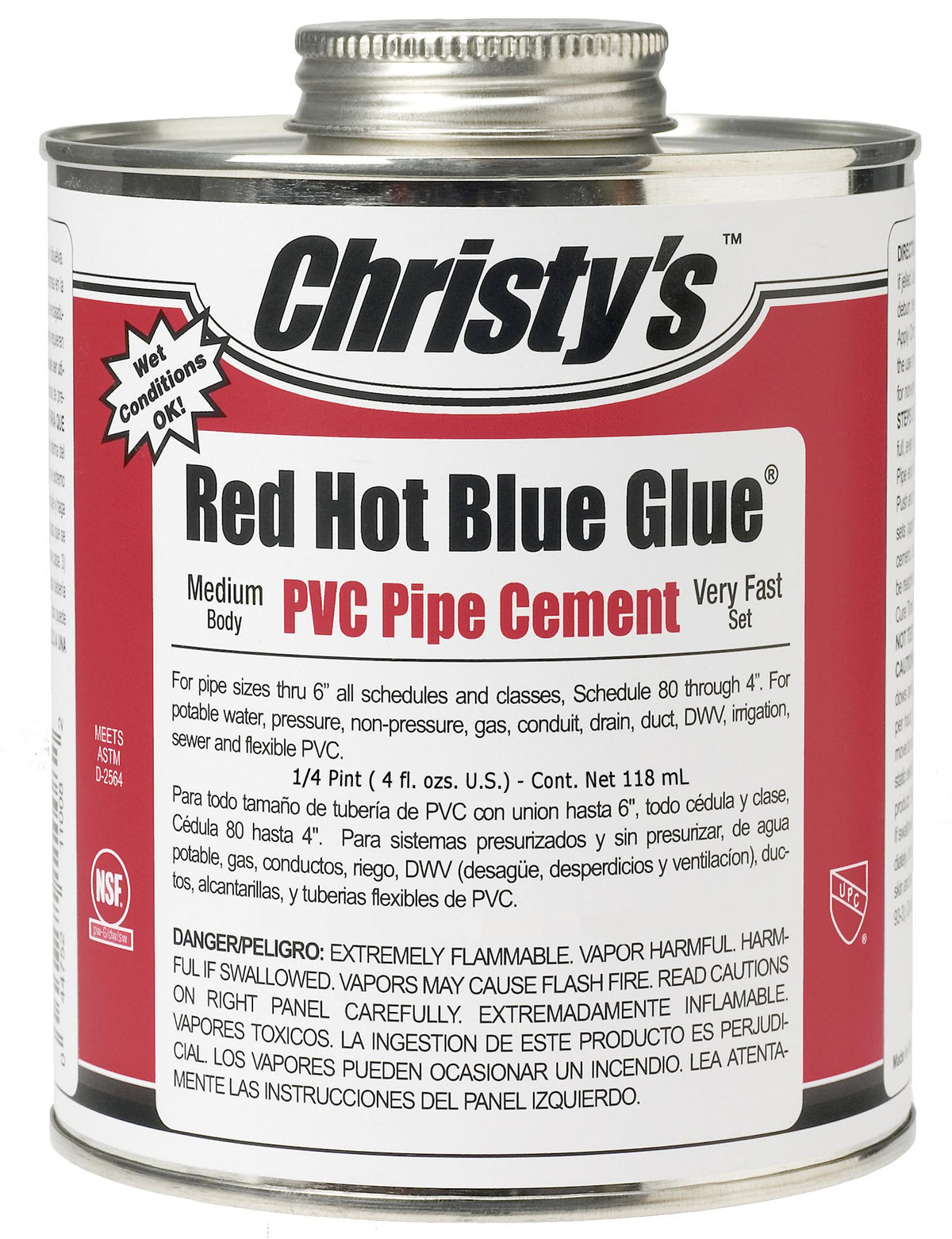 Christy's® 505200 RH-RHBV-QP-48 Glue Cement, 4 oz Container, Blue
