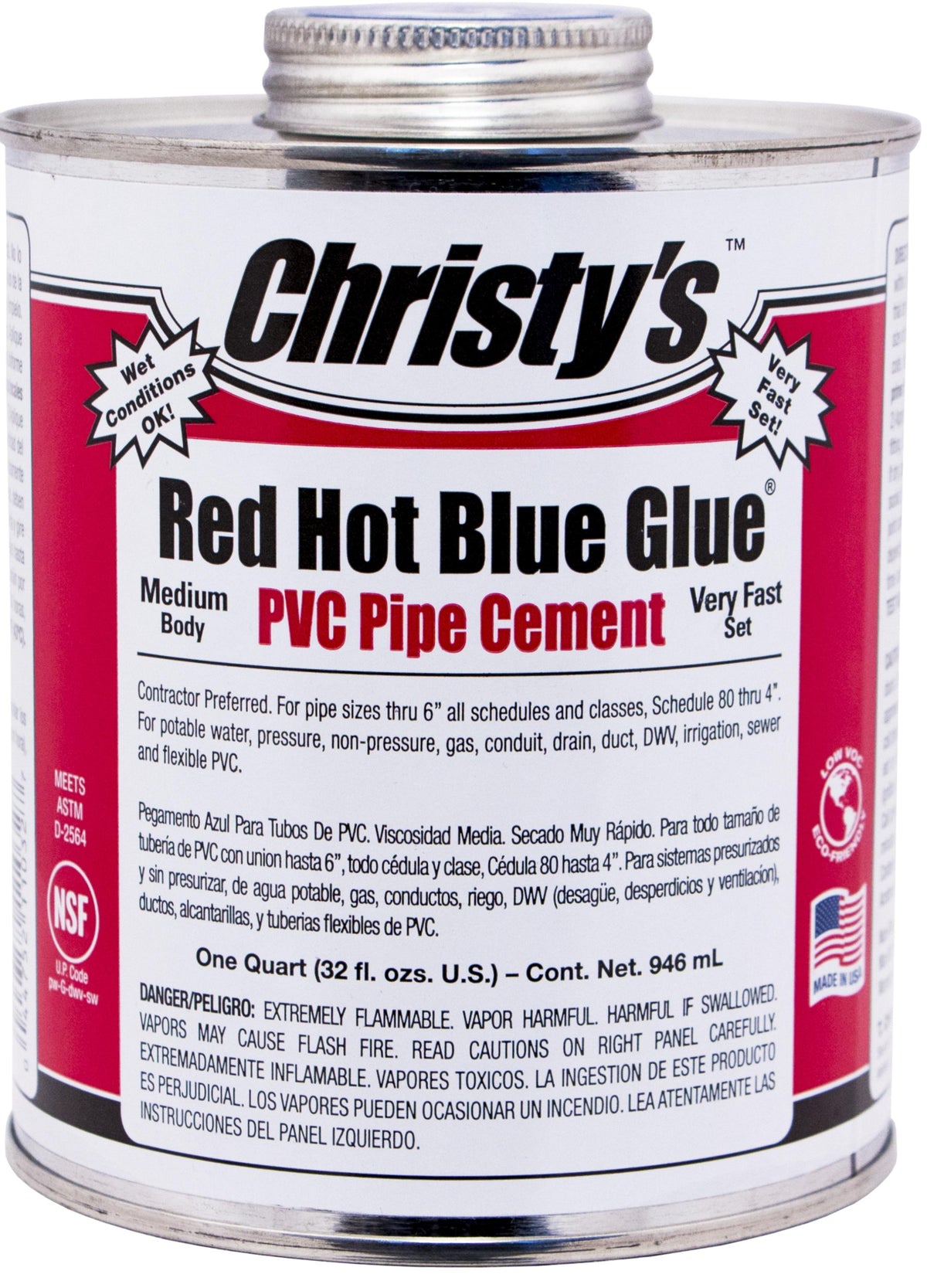 Christy's® 505199 RH-RHBV-PT-24 Glue Cement, 16 oz Container, Blue