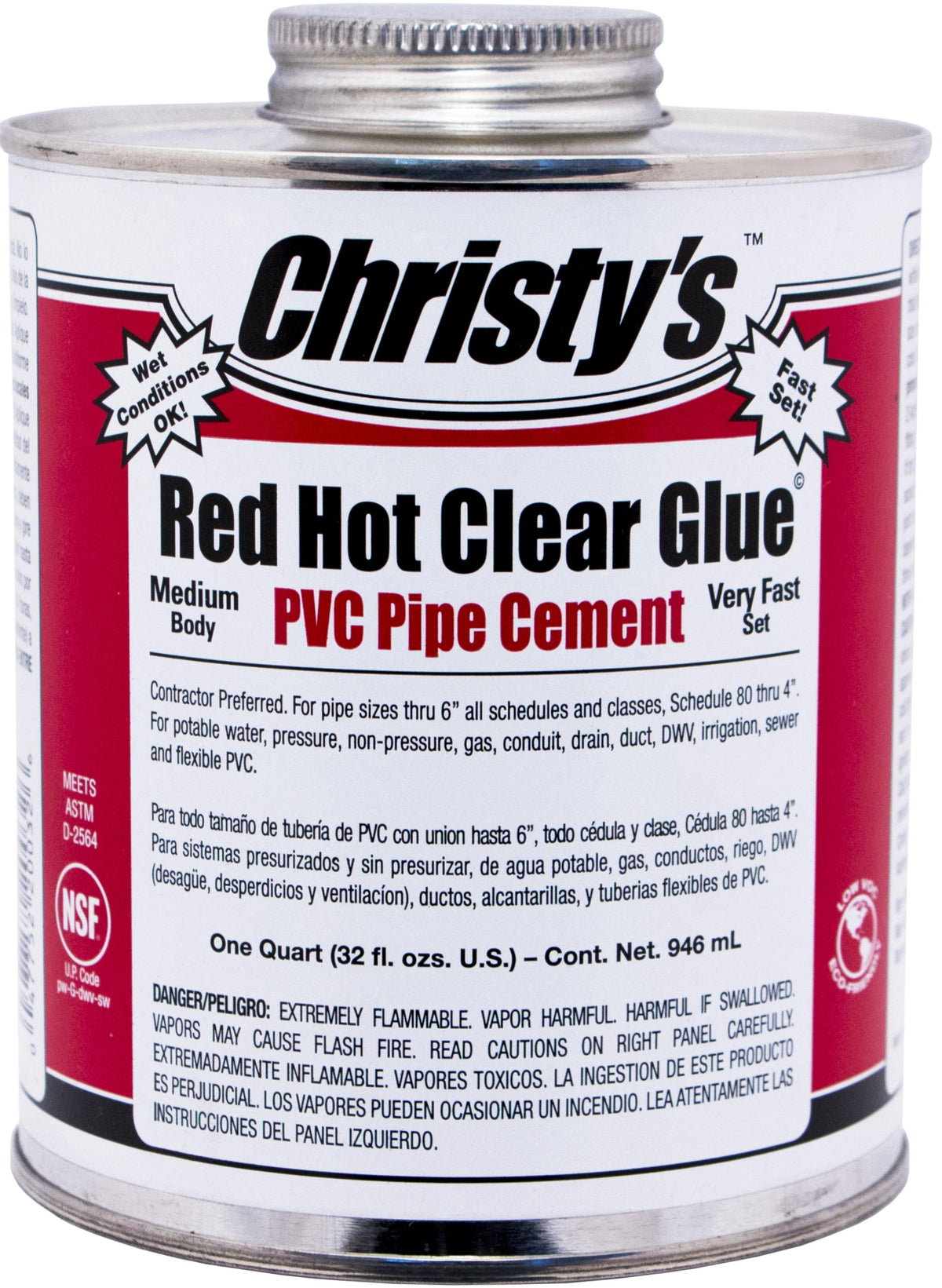 Christy's® 505210 RH-RHCV-QT-12 Glue Cement, 32 oz Container, Clear