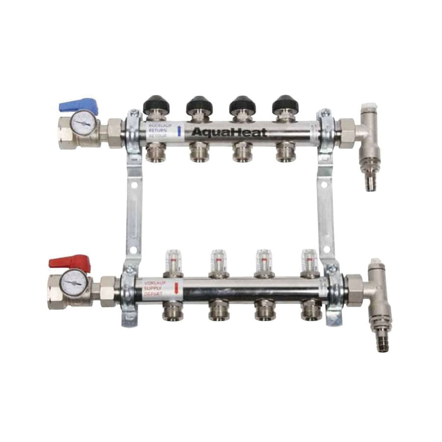 AquaHeat 20134 ProMix 2013 Flow Balancing Manifold Kit, 1 in Inlets x (4) 1 in Outlets, Stainless Steel, Import