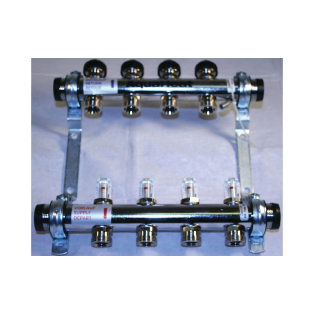 AquaHeat 20139 ProMix 2013 Flow Balancing Manifold, 1 in Inlets x (4) 1 in Outlets, Stainless Steel, Import