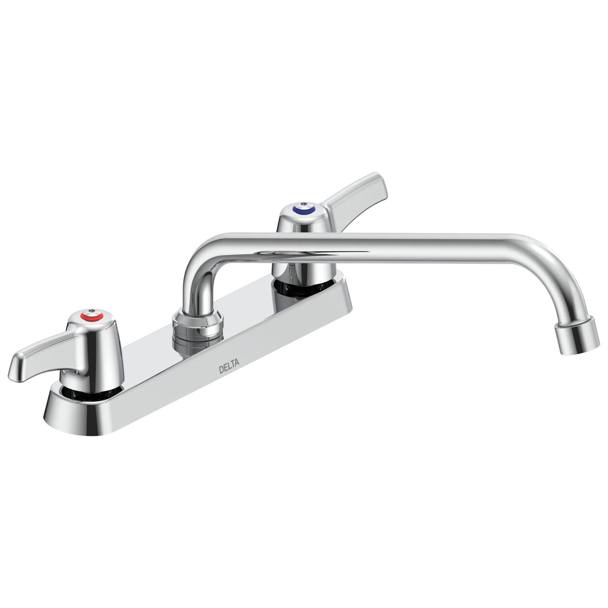 Commercial 26C3243-S7 Sink Faucet, 1.5 gpm, 8 in Center, Swivel Tubular Spout, Chrome Plated, 2 Handles, Side Spray(Y/N): No, Import, Commercial
