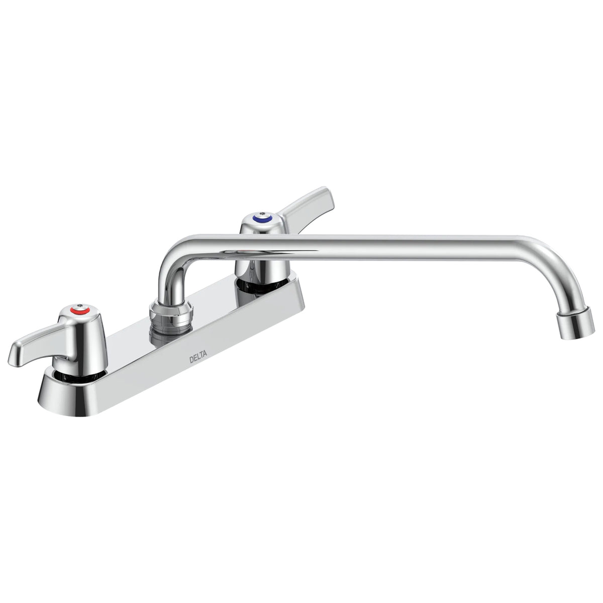 Commercial 26C3253-S8 Sink Faucet, 0.5 gpm, 8 in Center, Swivel Tubular Spout, Chrome Plated, 2 Handles, Import, Commercial