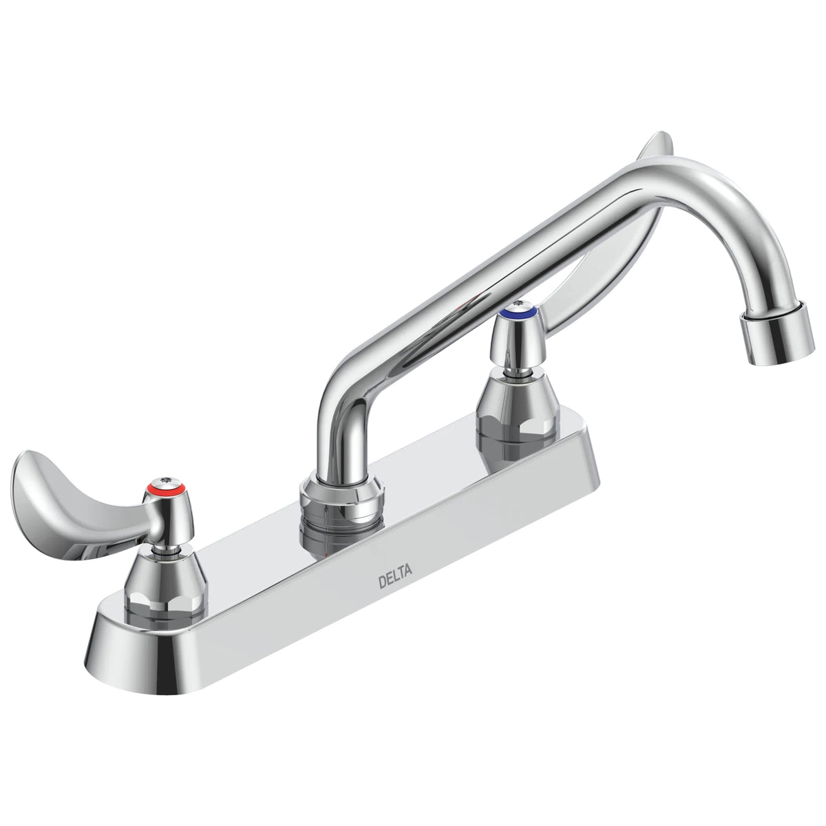 Commercial 26T3244 26T3 Sink Faucet, Commercial, 1.5 gpm Flow Rate, 8 in Center, Tubular Swing Spout, Chrome, 2 Handles, No