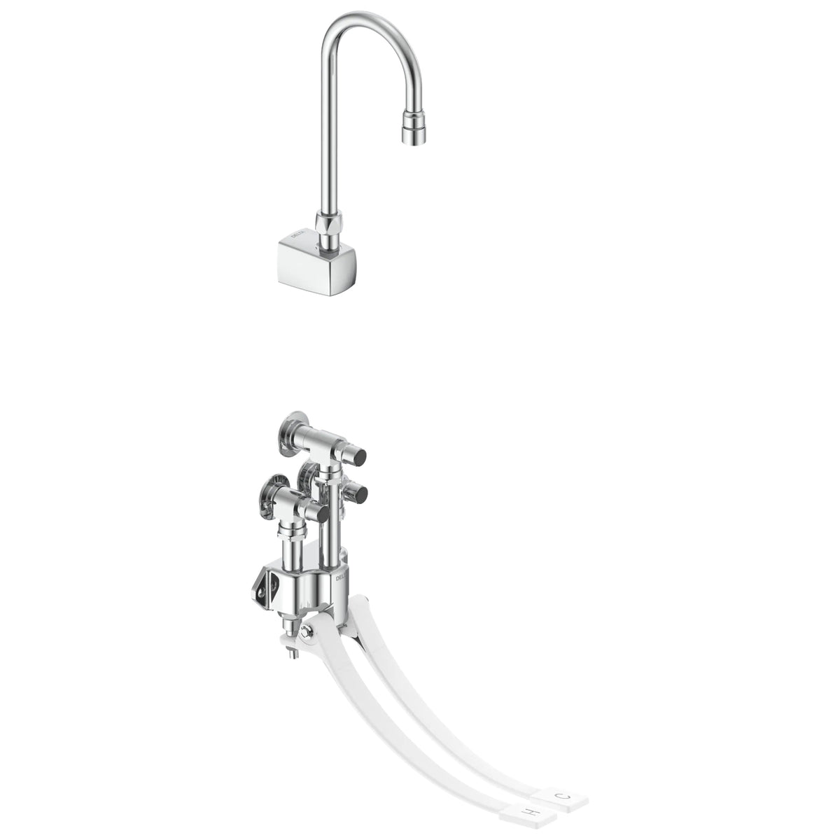 Commercial 54T5322A Double-Pedal Surgeon Scrub-Up Valve With Inlet Stops and Outlet Volume Control Stop, 1.5 gpm Flow Rate, Polished Chrome, Import, Commercial