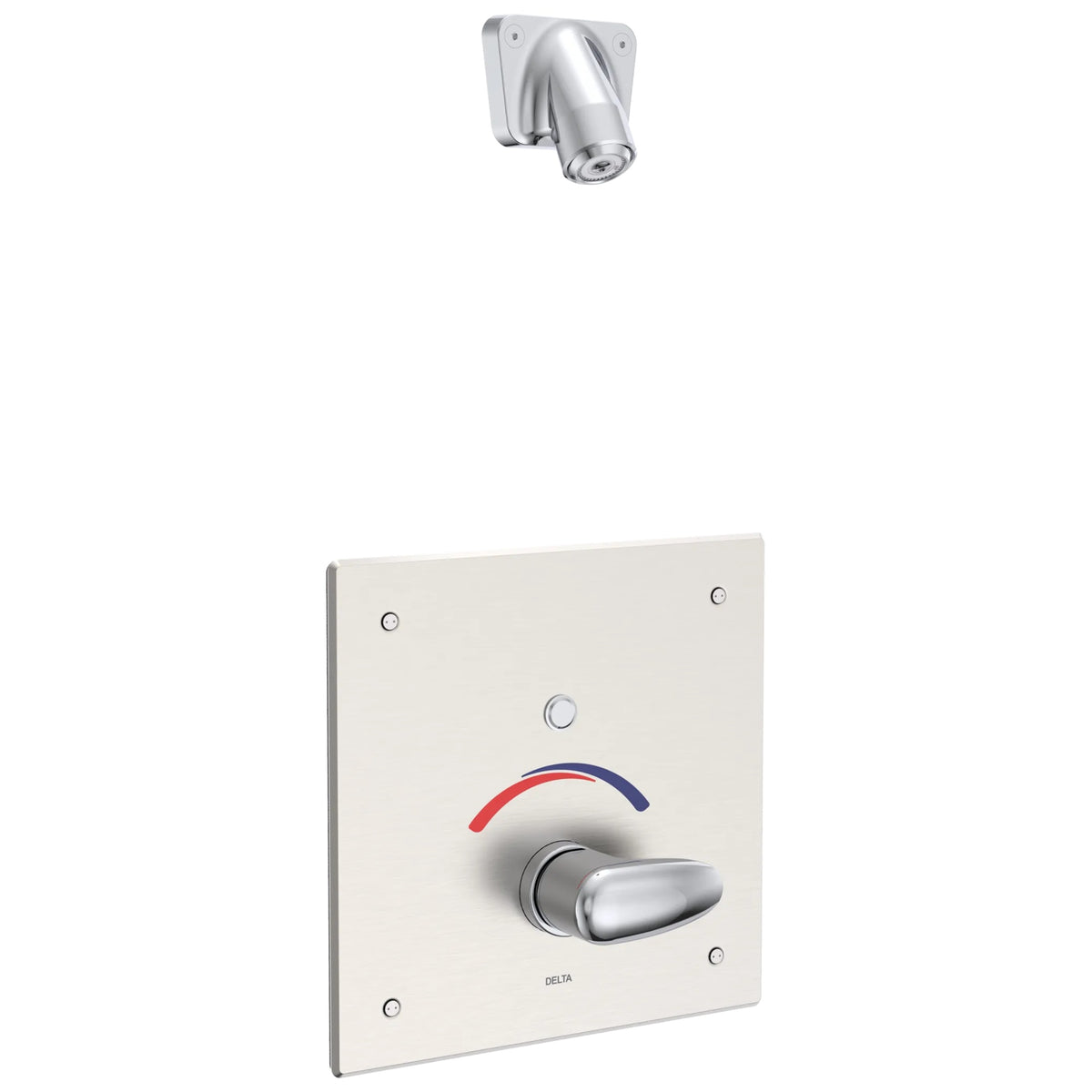 Commercial 860T167 Hardwire Operated Electronic Shower, 4 AA 6 V DC Battery, 1.5 gpm, 80 psi, Polished Chrome, Import