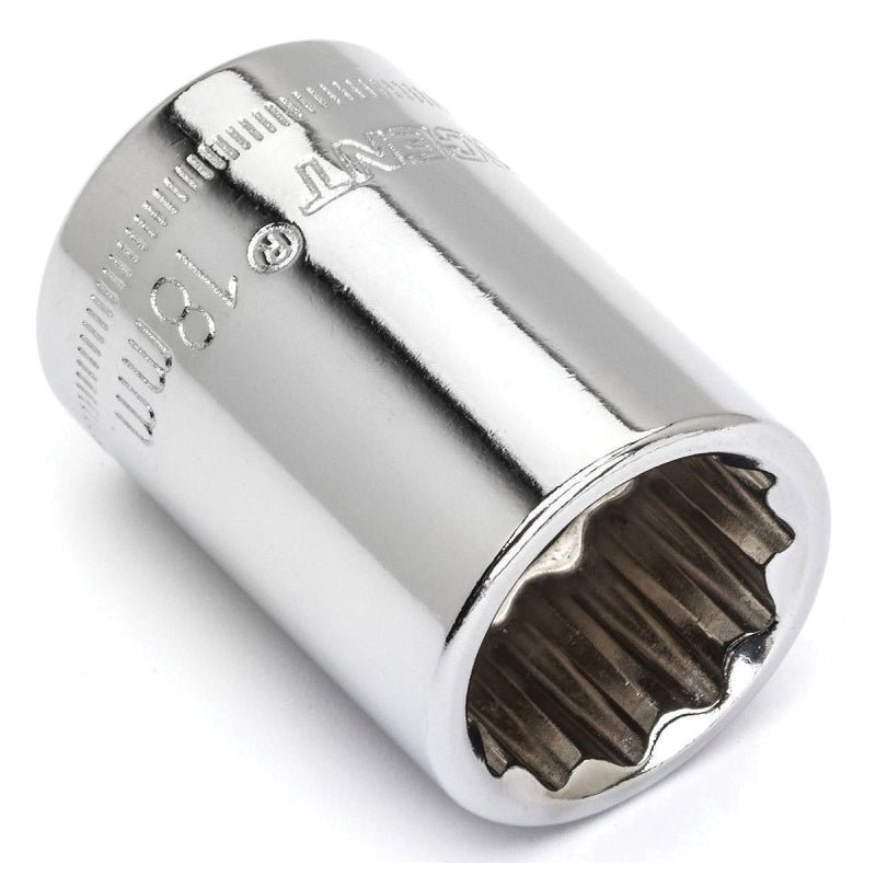 Crescent® CDS78N Socket, Standard Style, 1/2 in Hex Drive, 18 mm Standard Socket, 12 Points