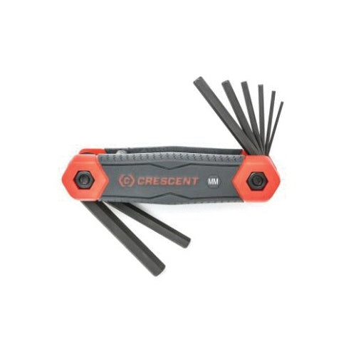 Dual Material Folding Standard Length Hex Key Set - 8 Pieces