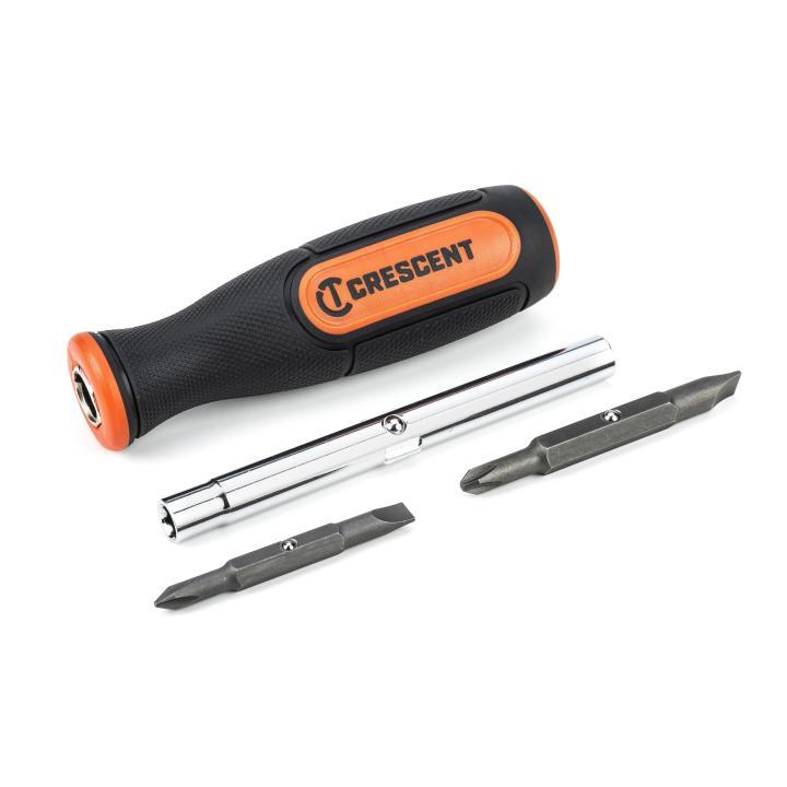 Crescent® CMBS61 Screwdriver Set, 6 Pieces, ASME, S2 Steel/Dual, Satin Chrome/Full Polish Chrome