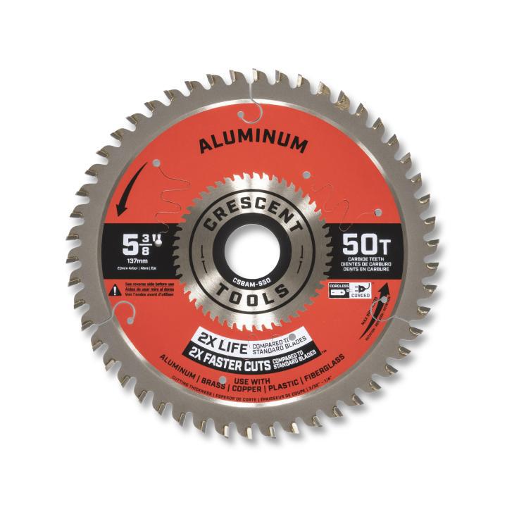 Crescent® CSBAM-550 Medium Circular Saw Blade, 5-3/8 in Dia, 20 mm Arbor, Aluminum Blade, 50 Teeth