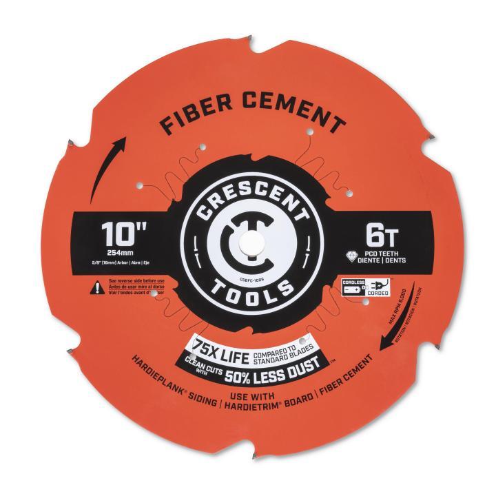 Crescent® CSBFC-1006 Fiber Cement Circular Saw Blade, 10 in Dia, 5/8 in Arbor, 6 Teeth