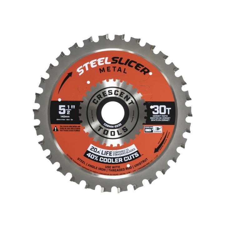 Crescent® CSBMM-5530 SteelSlicer Medium Metal Circular Saw Blade, 5-1/2 in Dia, 3/4 in Arbor, Steel Blade, 30 Teeth