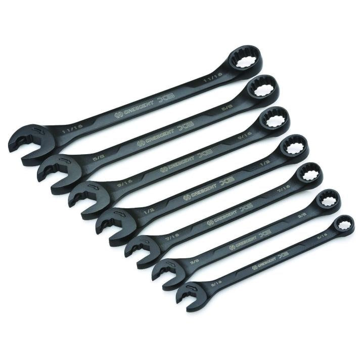 Crescent® X6™ CX6RWS7 Combination Ratcheting Wrench Set, 7 Pieces, 5/16 to 11/16 in, Black Oxide