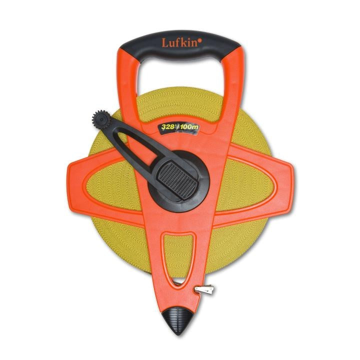 Crescent® FM100CME Tape Measure, 100 m L x 13 mm W Blade, Fiberglass Blade, 1/8ths, 1 cm Graduation