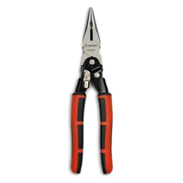 Crescent® PS6549C Pro Compound Action Long Nose Plier, Serrated Chrome Vanadium Steel Jaw, 1-9/16 in L x 1-9/32 in W Jaw, 9 in OAL
