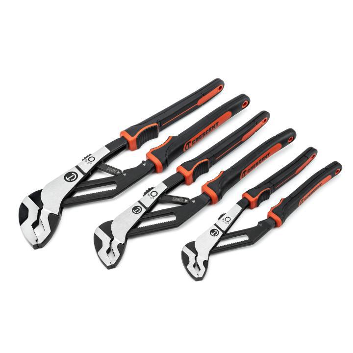 Crescent® RTABCGSET3 Tongue & Groove Plier Set, ASME, Alloy Steel Jaw V-Jaw Ja