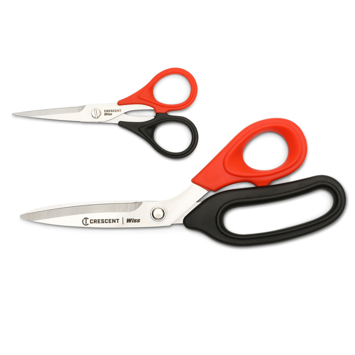 Crescent®WHCS2 Lightweight Home Craft Sew Scissor Set, 3 in/4-3/4 in Length of Cut, Knife Edge, Right Cut, Cushion Grip Handle, 2 Pieces, 5 in, 8 in OAL, Stainless Steel
