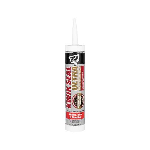 DAP® 18897 KWIK SEAL ULTRA® Premium Kitchen & Bath Siliconized Sealant, 10.1 oz Cartridge, Gloss White