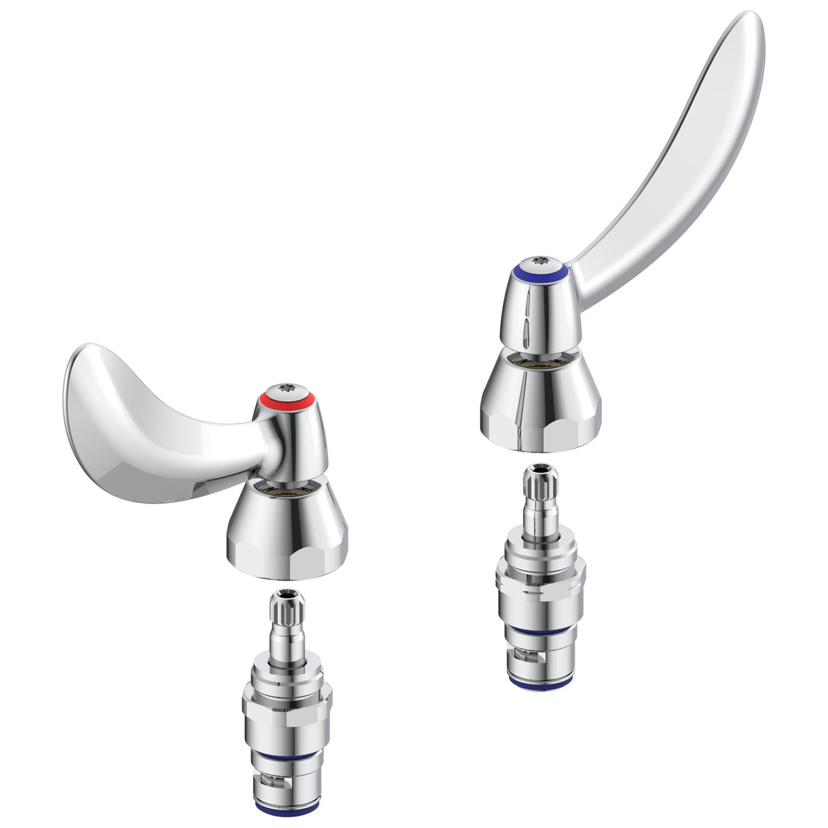 Commercial 063108A Two Blade Handle With SaniGuard, For Use With Series 23C and 23T Widespread Lavatory Faucet, Polished Chrome, Import
