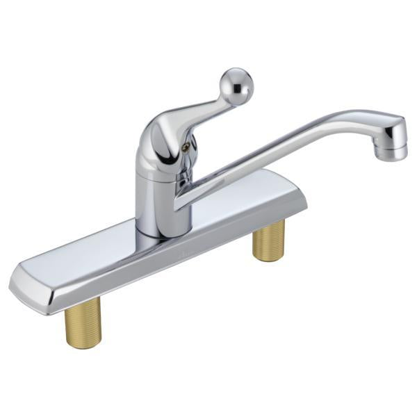 DELTA® 120LF Classic Kitchen Faucet, 1.8 gpm Flow Rate, 8 in Center, Swivel Spout, Polished Chrome, 1 Handles, Domestic